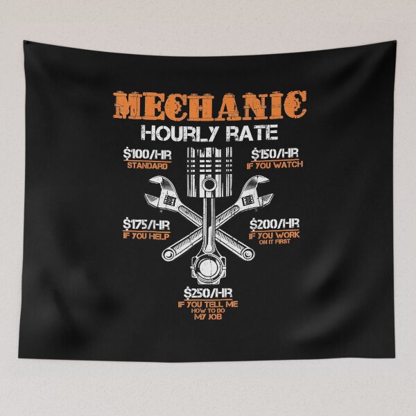 Item preview, Funny Mechanic Car Guy Hourly Rate Labor Rates Price List designed and sold by ChestOutLoud.