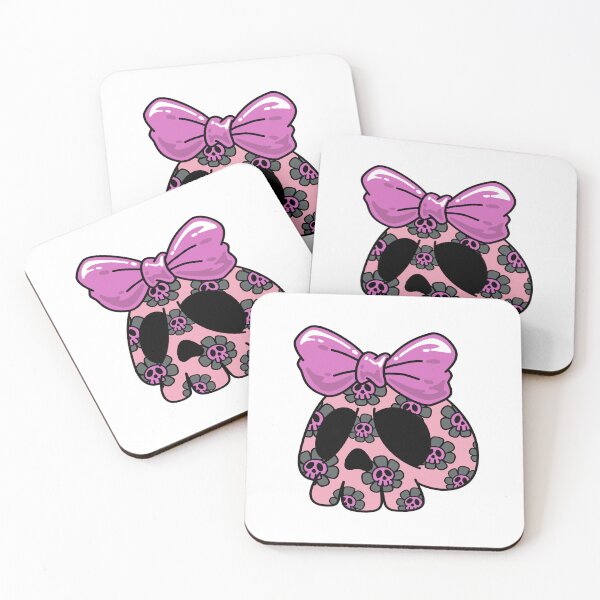 Item preview, Cute Pink Skull with Bow – Kawaii Gothic Pastel Illustration designed and sold by Horrify.