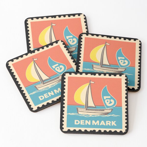 Item preview, Vintage Denmark Postage Stamp Art - Minimalist Scandinavian Sailboat designed and sold by tiigerdad.