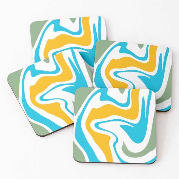 Item preview, More liquid texture: green, light blue, mustard designed and sold by tornasolhaze.