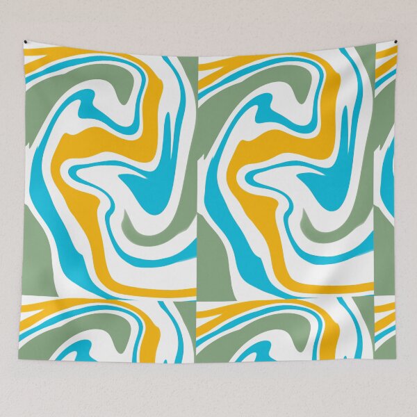 Item preview, More liquid texture: green, light blue, mustard designed and sold by tornasolhaze.