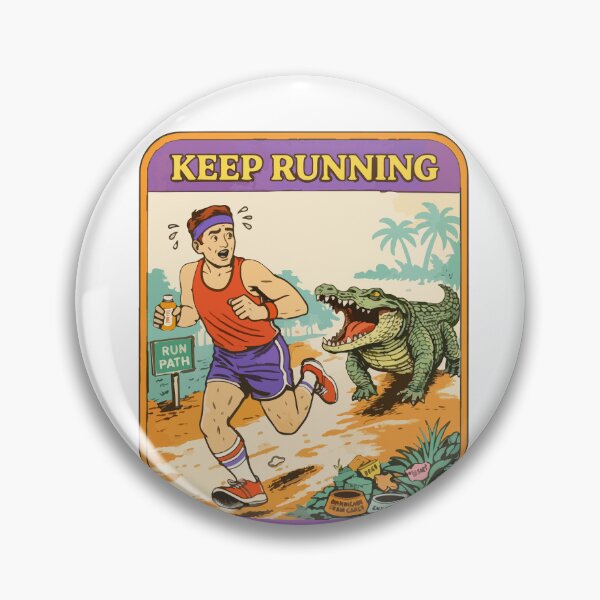 Item preview, Keep Running – Funny Runner vs Crocodile Retro Vintage Motivation “Find Your Motivation” designed and sold by BeetleDots.