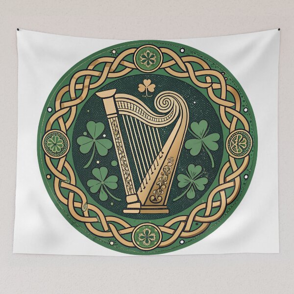 Item preview, Vintage Celtic Irish Harp Badge – Traditional Ireland Heritage Art designed and sold by VividOrganica.