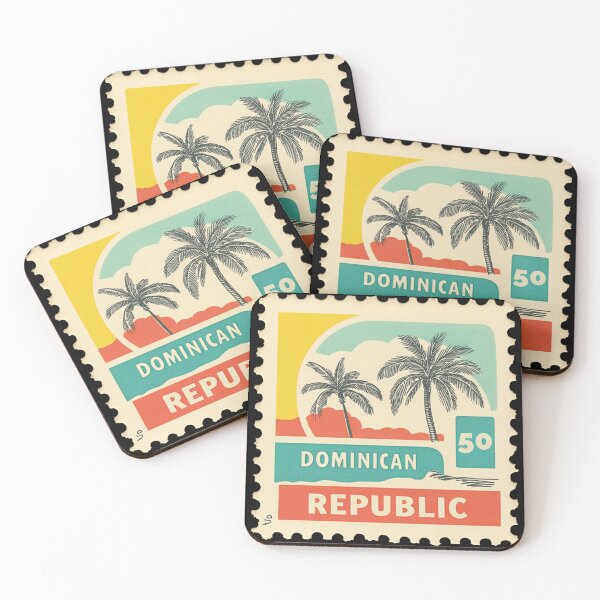 Item preview, Vintage Dominican Republic Postage Stamp Art - Tropical Palm & Coastline designed and sold by tiigerdad.