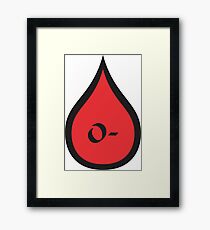 Blood Type O- (black/white) Framed Print