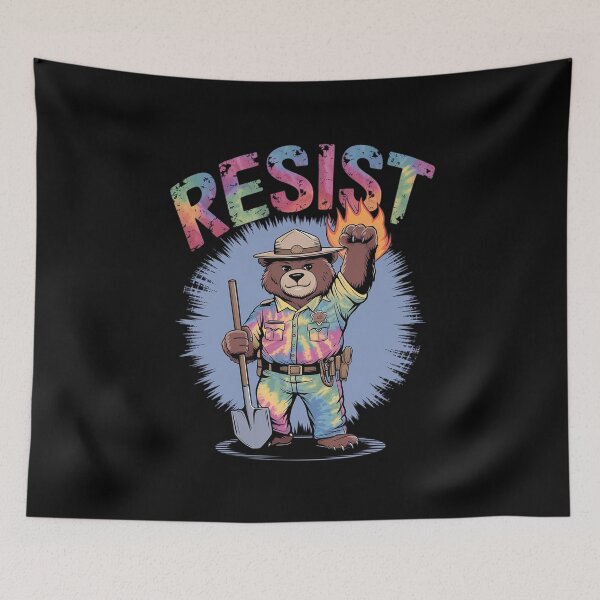Item preview, Tie Dye Distressed Smokey Resist Bear Nation Park designed and sold by MythWoot.