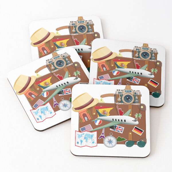 Item preview, Travel Around the World Illustration – Wanderlust Suitcase Airplane Art designed and sold by chanshoping.