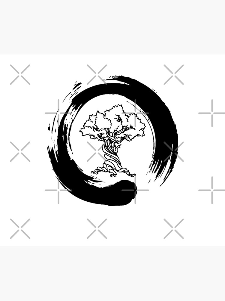 Bonsai Tree Enso Circle - Buddhist Zen Calligraphy T-Shirt