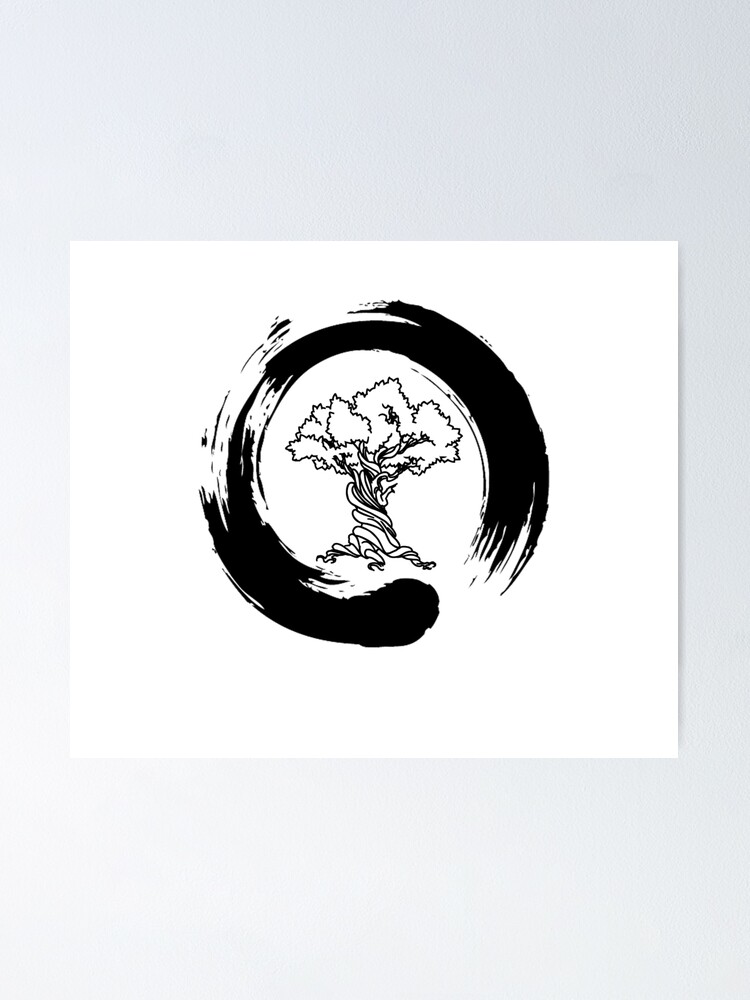 Bonsai Tree Enso Circle - Buddhist Zen Calligraphy T-Shirt