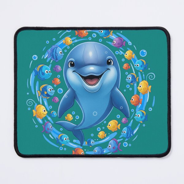 Item preview, Happy Smiling Dolphin & Fish having Fun in the Ocean designed and sold by Sunny Day Gallery.