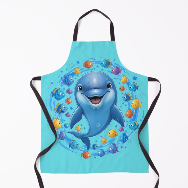 Item preview, Happy Smiling Dolphin & Fish having Fun in the Ocean designed and sold by Sunny Day Gallery.