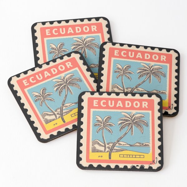 Item preview, Vintage Ecuador Postage Stamp Art - Tropical Pacific Coast & Palms designed and sold by tiigerdad.