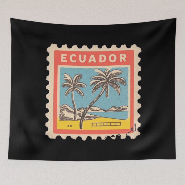 Item preview, Vintage Ecuador Postage Stamp Art - Tropical Pacific Coast & Palms designed and sold by tiigerdad.