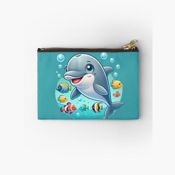 Item preview, Cute Smiling Dolphin & Fish having Fun in the Ocean designed and sold by Sunny Day Gallery.
