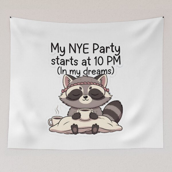 Item preview, Sleepy Raccoon Introvert New Year - Funny NYE Quote designed and sold by MukuMint.
