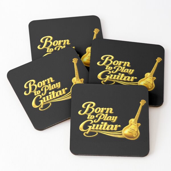 Item preview, Born to Play Guitar – Shiny Gold Guitar Design designed and sold by MySheetMusicArt.