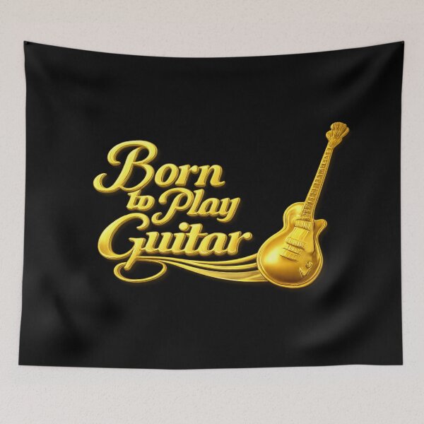 Item preview, Born to Play Guitar – Shiny Gold Guitar Design designed and sold by MySheetMusicArt.