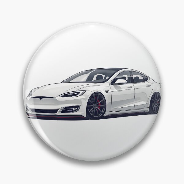 Item preview, White Tesla Model S Plaid Electric Performance Sedan Sticker designed and sold by PalmixArt.