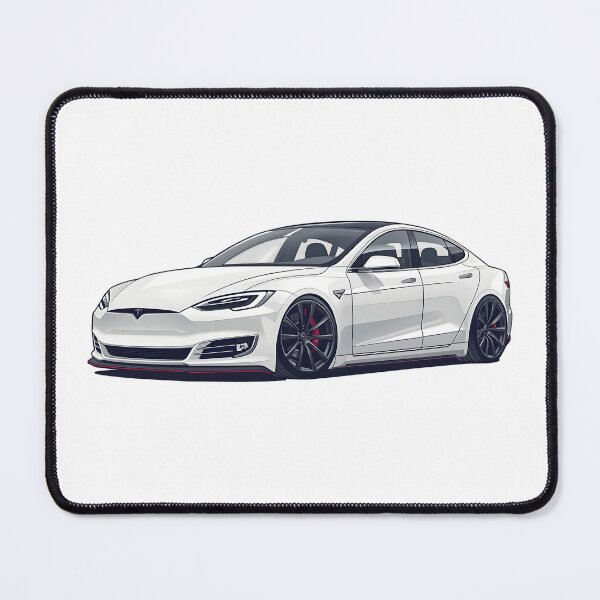 Item preview, White Tesla Model S Plaid Electric Performance Sedan Sticker designed and sold by PalmixArt.