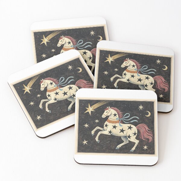 Item preview, Celestial Folk Art Horse - Vintage Starry Night Carousel Aesthetic designed and sold by Sofyan studio.