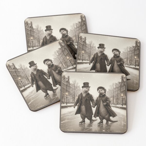 Item preview, Otters Skating in Old Amsterdam designed and sold by Tridentulus.