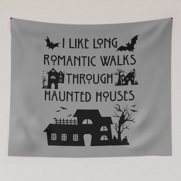 Item preview, Funny Nerdy I Like Romantic Walks Through Haunted Houses Gothic Black Text designed and sold by MathWare MathClips.