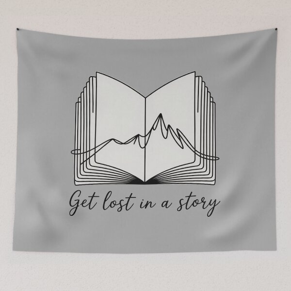 Item preview, "Get Lost in a Story" - Literary Mountain Book Outline Art designed and sold by Etch Safwat.