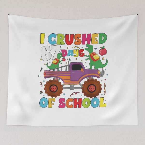 Item preview, I Crushed 67 Days of School Dinosaur Monster Truck Shirt designed and sold by YYoYY.