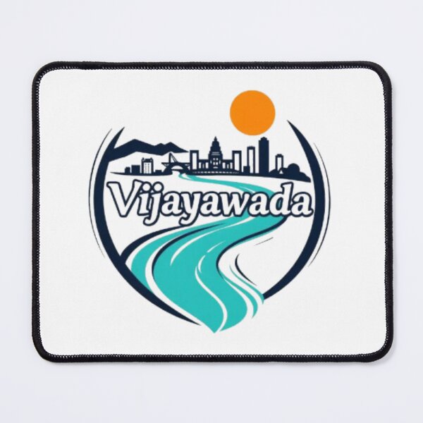 Item preview, Vijayawada City Skyline Design with Krishna River and Rising Sun designed and sold by MystiColo.