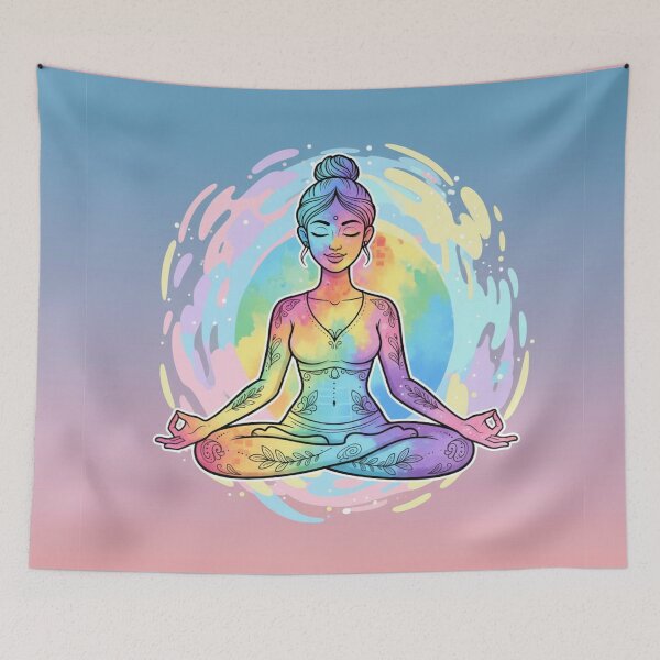 Item preview, Colorful Yoga Lady designed and sold by mezzilicious.