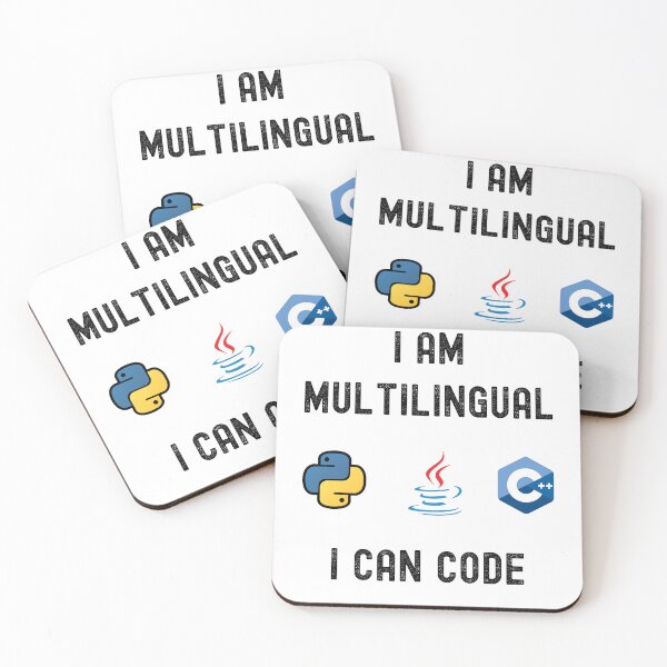 Item preview, Funny Nerdy I am Multilingual I can Code Python  C++ Computer Programmer Science Black Text designed and sold by MathWare MathClips.