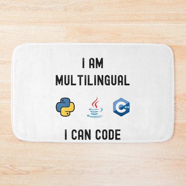 Item preview, Funny Nerdy I am Multilingual I can Code Python  C++ Computer Programmer Science Black Text designed and sold by MathWare MathClips.