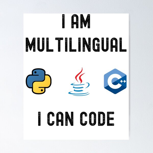 Item preview, Funny Nerdy I am Multilingual I can Code Python  C++ Computer Programmer Science Black Text designed and sold by MathWare MathClips.