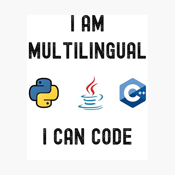 Item preview, Funny Nerdy I am Multilingual I can Code Python  C++ Computer Programmer Science Black Text designed and sold by MathWare MathClips.