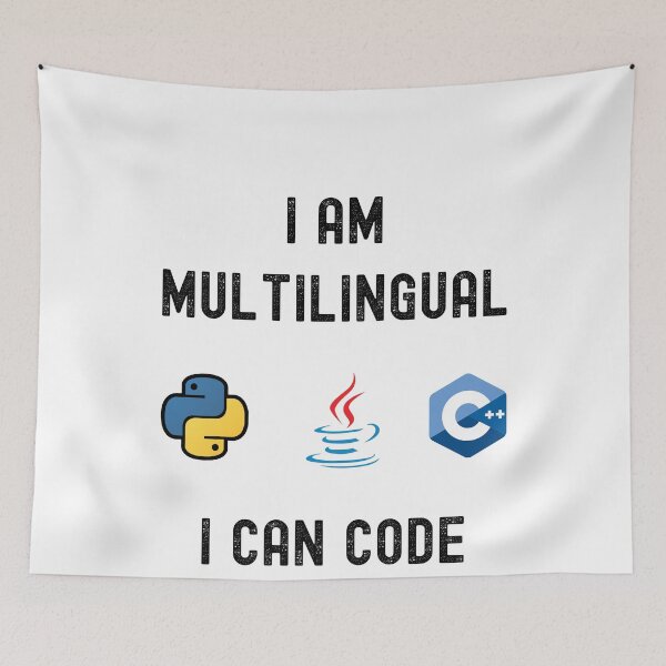 Item preview, Funny Nerdy I am Multilingual I can Code Python  C++ Computer Programmer Science Black Text designed and sold by MathWare MathClips.