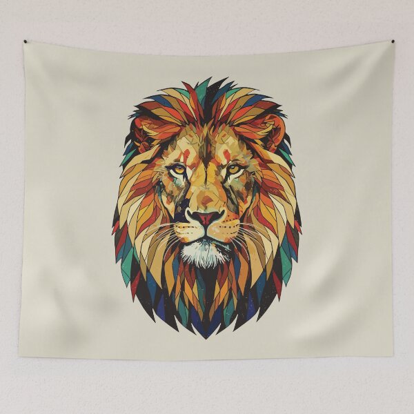 Item preview, lion bust mosaic designed and sold by designmari.