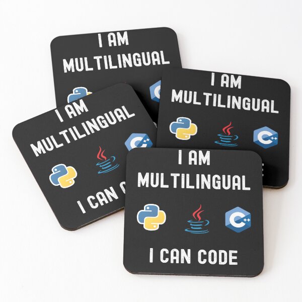 Item preview, Funny Nerdy I am Multilingual I can Code Python  C++ Computer Programmer Science White Text designed and sold by MathWare MathClips.