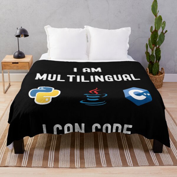 Item preview, Funny Nerdy I am Multilingual I can Code Python  C++ Computer Programmer Science White Text designed and sold by MathWare MathClips.