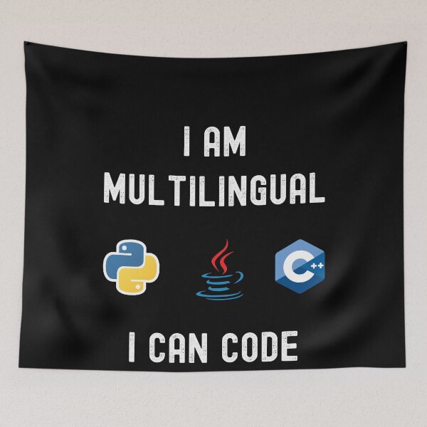 Item preview, Funny Nerdy I am Multilingual I can Code Python  C++ Computer Programmer Science White Text designed and sold by MathWare MathClips.