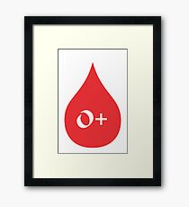 Blood Type O+ (white/red) Framed Print
