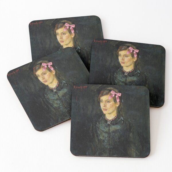 Item preview, Coquette Inger Munch - Edvard Munch Art Parody with Pink Bow designed and sold by Open Canvas.