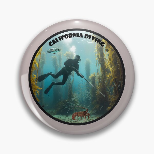 Item preview, California Freediving Spearfishing Diver with Kelp, Fish and a Lobster URM designed and sold by urmaddad.