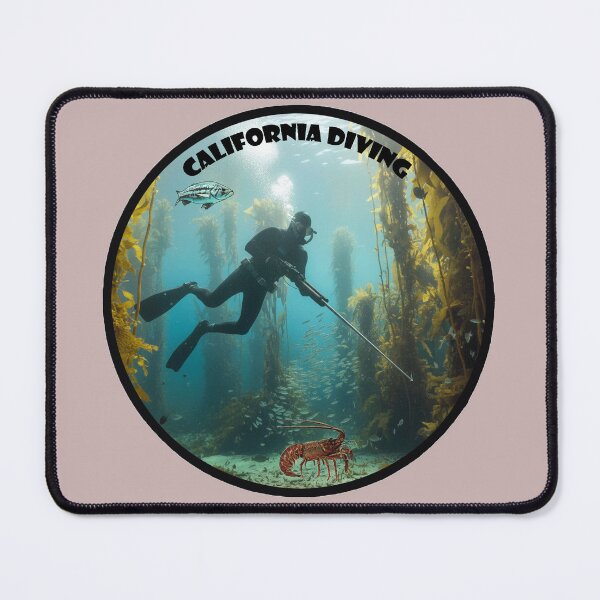 Item preview, California Freediving Spearfishing Diver with Kelp, Fish and a Lobster URM designed and sold by urmaddad.