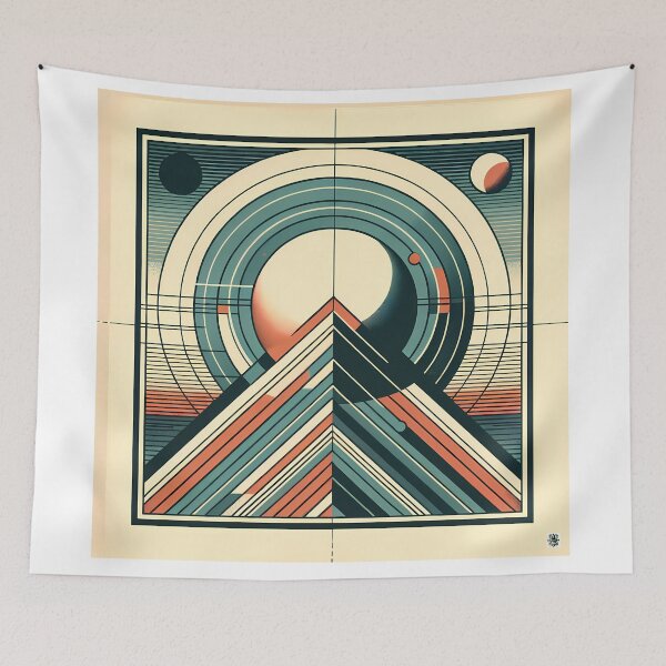 Item preview, Retro Geometric Mountain with Planets designed and sold by InkSmithery.