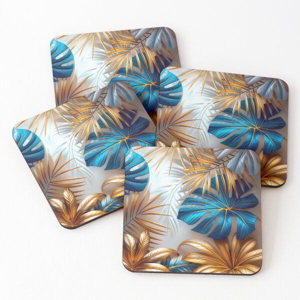 Item preview,  Tropical Leaves in Blue and Gold Medium designed and sold by MargaretWiktor.