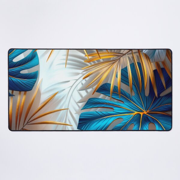 Item preview, Tropical Leaves in Blue and Gold Medium designed and sold by MargaretWiktor.
