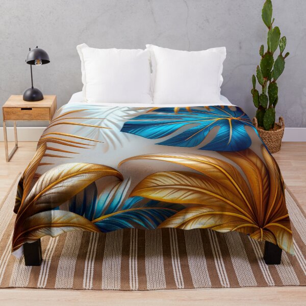 Item preview, Tropical Leaves in Blue and Gold Medium designed and sold by MargaretWiktor.
