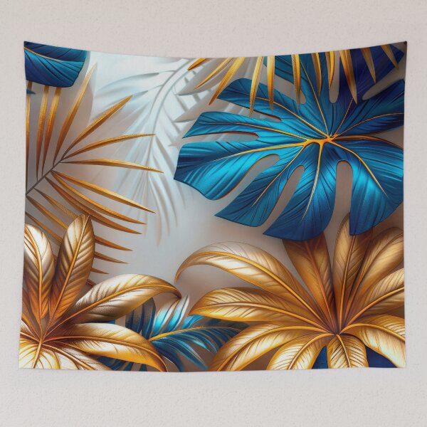 Item preview,  Tropical Leaves in Blue and Gold Medium designed and sold by MargaretWiktor.