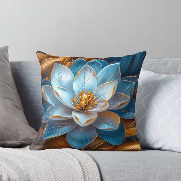 Artikelvorschau, Goldene und blaue tropische Blumenfantasie entworfen und verkauft von MargaretWiktor.