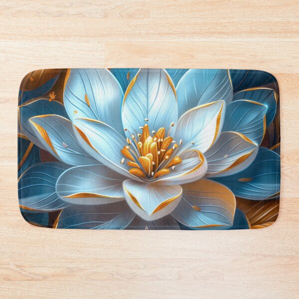 Artikelvorschau, Goldene und blaue tropische Blumenfantasie entworfen und verkauft von MargaretWiktor.